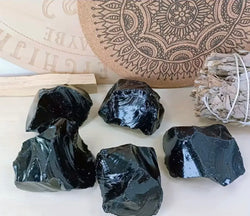 Black obsidian natural raw stone / Οψιδιανός